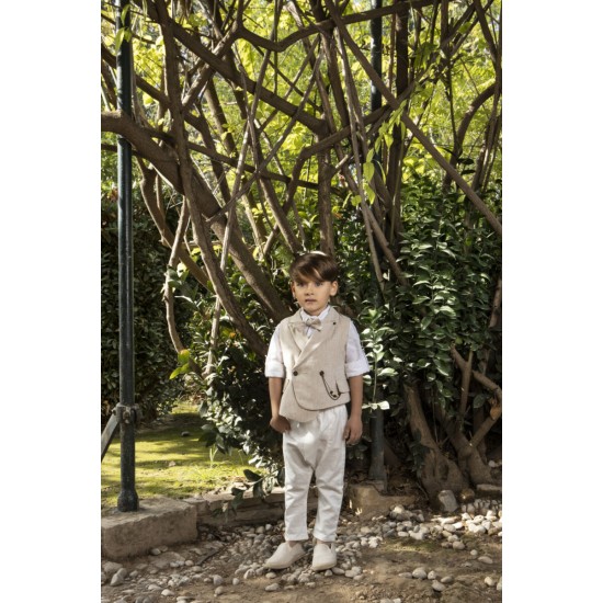 Babybloom 124.25.9570 μπεζ  λευκό βαπτιστικό σύνολο