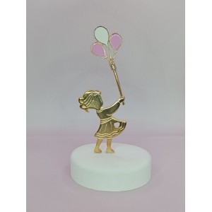 Μπομπονιέρα βάπτισης κοριτσάκι με μπαλόνια  ΕΕ1044