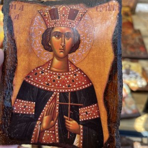 Μπομπονιέρα εικόνα σε φλοιό δέντρου Αγιά Ειρήνη Μπομπονιέρα εικόνα σε φλοιό δέντρου Αγιά Ειρήνη