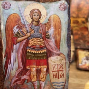 Μπομπονιέρα εικόνα σε φλοιό δέντρου Αρχάγγελος Μιχαήλ Μπομπονιέρα εικόνα σε φλοιό δέντρου Αρχάγγελος Μιχαήλ
