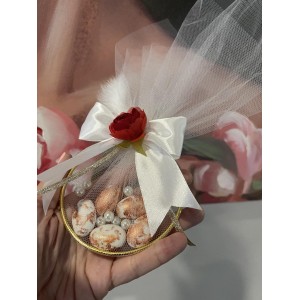 Τριαντάφυλλο μπομπονιέρα γάμου μεταλλικό στεφάνι Τριαντάφυλλο μπομπονιέρα γάμου μεταλλικό στεφάνι