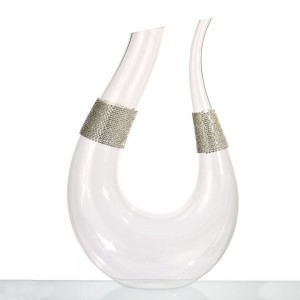 Καράφα γάμου γυάλινη με ασημί κρύσταλλα Καράφα γάμου γυάλινη με ασημί κρύσταλλα