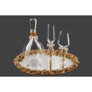 Σετ γάμου με στρογγυλό δίσκο χρυσό με λουλούδια lv22-225 Σετ γάμου με στρογγυλό δίσκο χρυσό με λουλούδια lv22-225