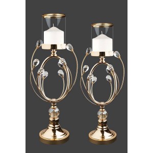 Γαμήλιο κηροπήγιο χρυσό σετ με κρυσταλλάκια PK1142990 Γαμήλιο κηροπήγιο χρυσό σετ με κρυσταλλάκια PK1142990