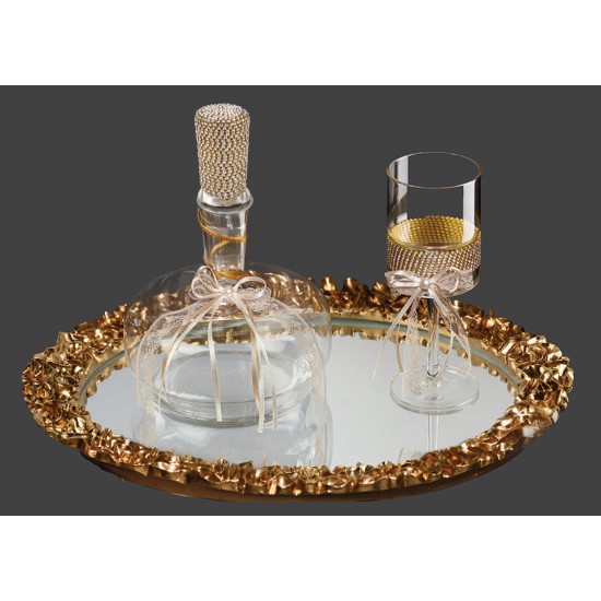 Σετ γάμου με στρογγυλό δίσκο καθρέπτη και λουλούδια lv22-125 Σετ γάμου με στρογγυλό δίσκο καθρέπτη και λουλούδια lv22-125