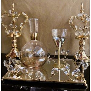 Σετ κουμπάρου με κρούσταλλα και στέμματα χρυσά