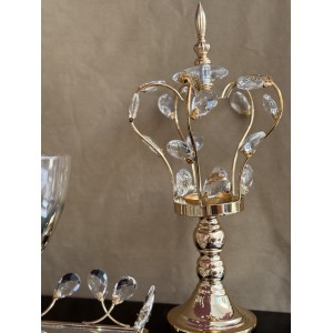 Στέμμα κηροπήγιο με κρύσταλλα για σετ κουμπάρου small