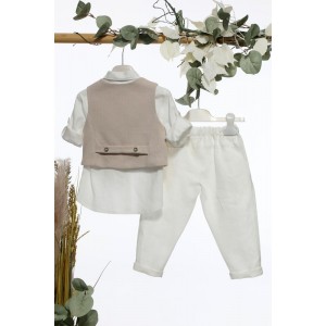 Ρούχα βαπτιστικά λευκό εκρού michiamo A4650 Ρούχα βαπτιστικά λευκό εκρού michiamo A4650