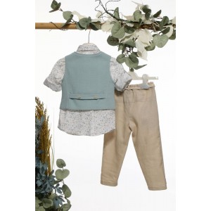 Ρούχα βαπτιστικά σιελ μπεζ michiamo A4654 Ρούχα βαπτιστικά σιελ μπεζ michiamo A4654