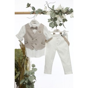 Ρούχα βαπτιστικά μπεζ εκρού michiamo A4659 Ρούχα βαπτιστικά μπεζ εκρού michiamo A4659