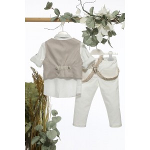 Ρούχα βαπτιστικά μπεζ εκρού michiamo A4659 Ρούχα βαπτιστικά μπεζ εκρού michiamo A4659