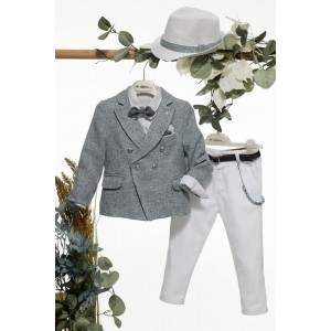 Ρούχα βαπτιστικά γκρι πάγου michiamo A4664 Ρούχα βαπτιστικά γκρι πάγου michiamo A4664