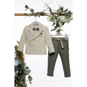 Ρούχα βαπτιστικά μπεζ  λαδί michiamo A4666 Ρούχα βαπτιστικά μπεζ  λαδί michiamo A4666