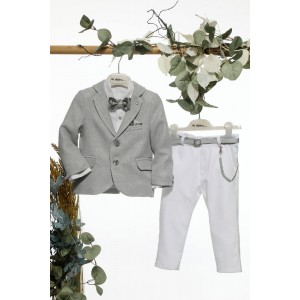 Ρούχα βαπτιστικά γκρι λευκό michiamo A4668 Ρούχα βαπτιστικά γκρι λευκό michiamo A4668