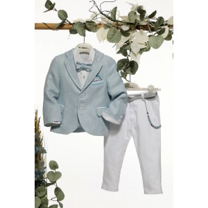 Ρούχα βαπτιστικά σιελ λευκό michiamo A4668