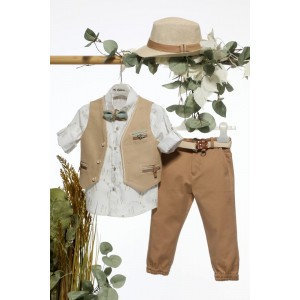 Ρούχα βαπτιστικά μπεζ ταμπά michiamo A4676 Ρούχα βαπτιστικά μπεζ ταμπά michiamo A4676