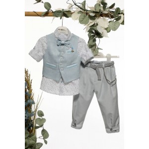 Ρούχα βαπτιστικά σιελ γκρι michiamo A4689 Ρούχα βαπτιστικά σιελ γκρι michiamo A4689