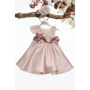 Ρούχα βαπτιστικά ροζ φόρεμα michiamo K4589