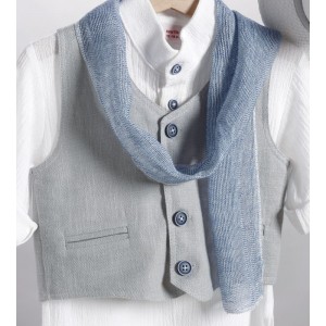 Βαπτιστικό σετ με γιλέκο γκρι βερμούδα γκρι 2815-3