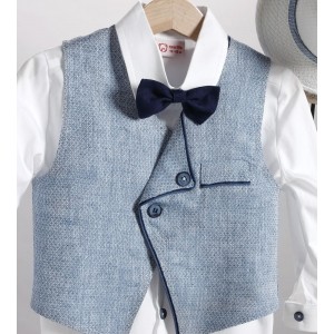 Βαπτιστικό σετ με γιλέκο μπλε παντελόνι λευκό 2807-1 Βαπτιστικό σετ με γιλέκο μπλε παντελόνι λευκό 2807-1