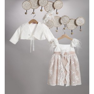 Ρομαντικό φόρεμα βάπτισης με μπολερό 