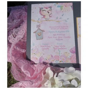 Κουκουβάγια προσκλητήριο βάπτισης ts1779