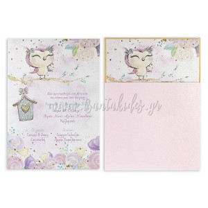 Κουκουβάγια προσκλητήριο βάπτισης ts1779