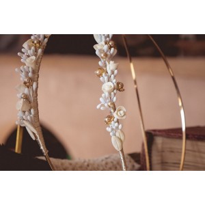 Επίχρυσα στέφανα γάμου με πορσελάνη 528a