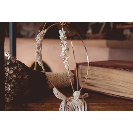 Επίχρυσα στέφανα γάμου με πορσελάνη 528a Επίχρυσα στέφανα γάμου με πορσελάνη 528a