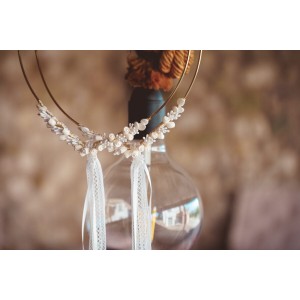 Επίχρυσα στέφανα γάμου με πορσελάνη 528b