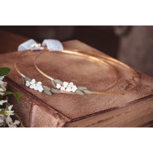 Επίχρυσα στέφανα γάμου με πορσελάνη 528c