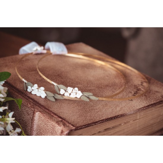 Επίχρυσα στέφανα γάμου με πορσελάνη 528c Επίχρυσα στέφανα γάμου με πορσελάνη 528c