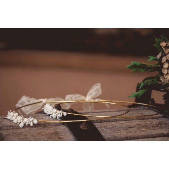 Επίχρυσα στέφανα γάμου με πορσελάνη 528d