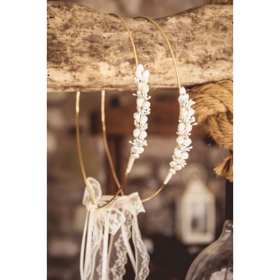 Επίχρυσα στέφανα γάμου με πορσελάνη 528d