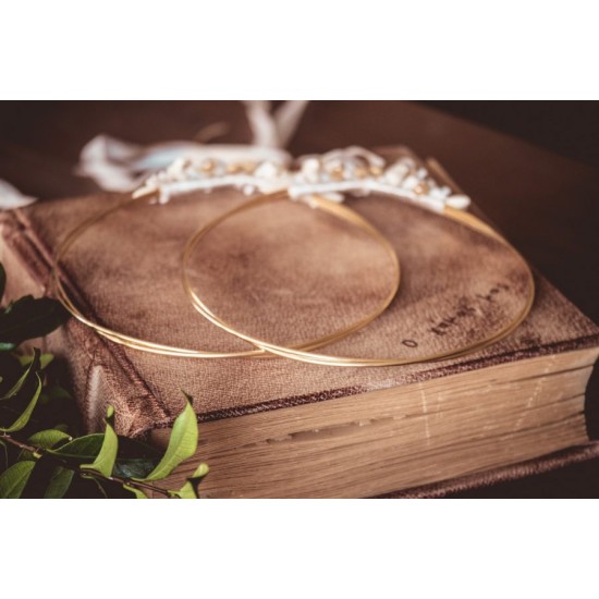 Επίχρυσα στέφανα γάμου με πορσελάνη 528e