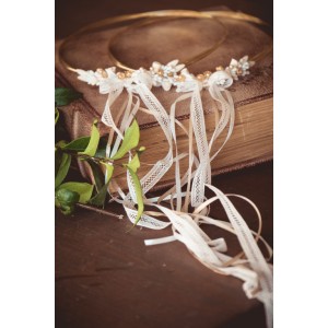 Επίχρυσα στέφανα γάμου με πορσελάνη 528e