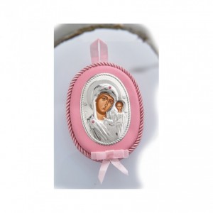 Εικόνα ασημένια prince silvero παναγίτσα με ιησού ροζ με μουσική 1106