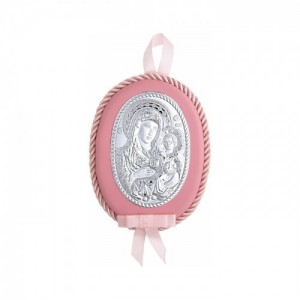 Εικόνα ασημένια prince silvero παναγίτσα με ιησού ροζ 602