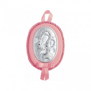 Εικόνα ασημένια prince silvero παναγίτσα με ιησού ροζ με μουσική 603