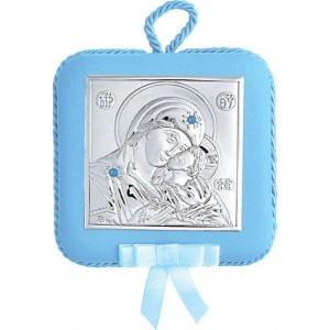 Εικόνα ασημένια τετράγωνη prince silvero παναγίτσα με ιησού με μουσική μπλε 605 Εικόνα ασημένια τετράγωνη prince silvero παναγίτσα με ιησού με μουσική μπλε 605