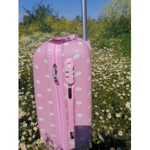 βαλίτσα καμπίνας λευκό πουά βάπτιση vali2 βαλίτσα καμπίνας λευκό πουά βάπτιση vali2