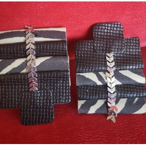 Σκουλαρίκια δερμάτινα χειροποίητα ζέβρα