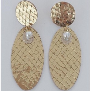 Σκουλαρίκια δερμάτινα χρυσά