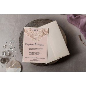 Lasercut προσκλητήριο γάμου με στρας  ec8377