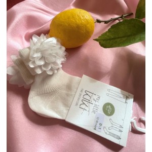 καλτσάκια βάφτισης λουλούδι στρας mlk161153