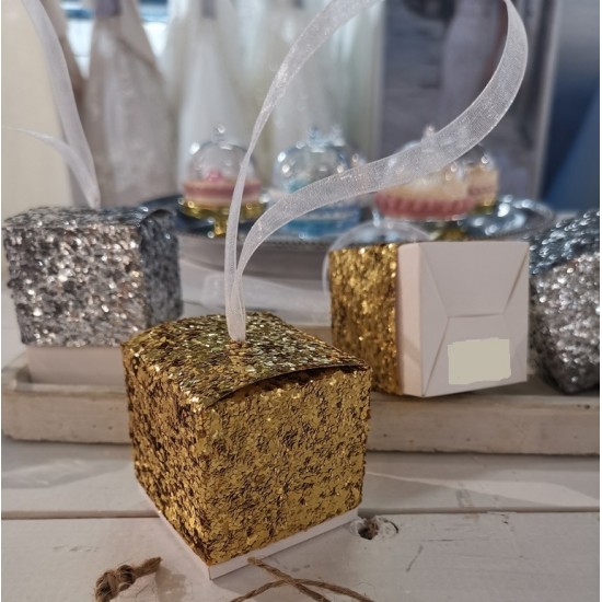 glitter χρυσό μπομπονιέρα κουτάκι bur15