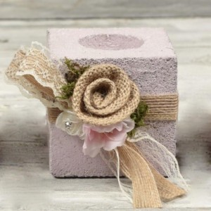 Μπομπονιέρα πέτρινο ρεσό ροζ λινάτσα Μπομπονιέρα πέτρινο ρεσό ροζ λινάτσα