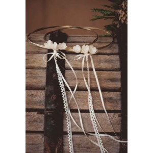 Ασημένια στέφανα γάμου με μεταξωτά λουλούδια 110 Ασημένια στέφανα γάμου με μεταξωτά λουλούδια 110