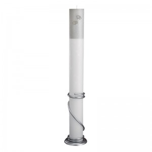 Κούφια Λαμπάδα Γάμου 15x140cm Γκλίτερ & Διπλές Καρδιές