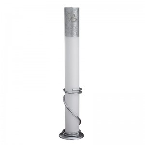 Κούφια Λαμπάδα Γάμου 15x140cm Γκλίτερ & Διπλή Καρδιά